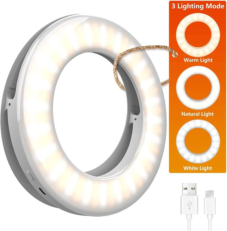 Photo 1 of Mini 3.5 inches Selfie Light Ring Lights XJ-19  LED Circle Mini Light, Rechargeable 3 Light Tones 