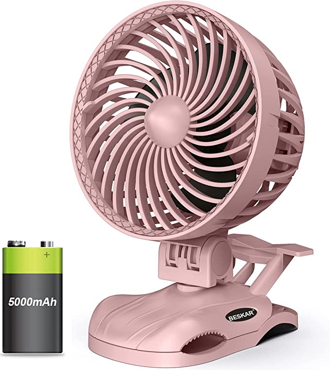 Photo 1 of BESKAR Portable 6 inch Clip on - 5000mAh Battery Rechargeable Fan with CVT Variable Speeds and Strong Wind, Adjustable Tilt, Personal Quiet Fan for Office Stroller Outdoor - Small Clip & Desk Fan
