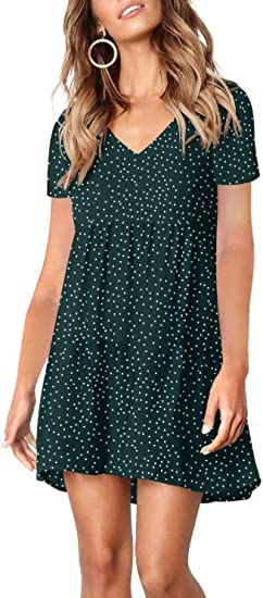 Photo 1 of Amoretu Women's Casual Dress Deep V Neck Tunic Loose Shift Tshirt Dress  Size XL 
