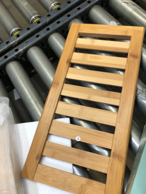 Photo 1 of  Bamboo Shower Bench, Bath Seat Stool, Spa Foot Rest Shaving Stool, Storage Shelf for Shampoo Towel, Works in Inside Bathroom, Living Room, Bedroom, Garden Leisure