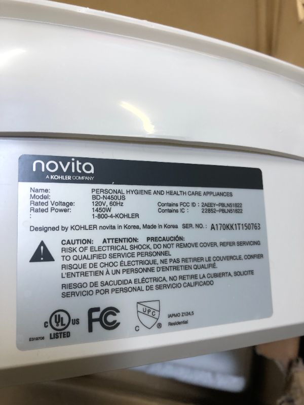 Photo 5 of KOHLER BD-N45OUS Novita Bidet seat, Elongated, White
