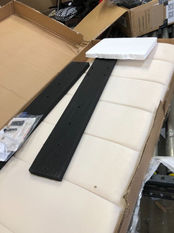 Photo 2 of Ball & Cast Tufted Velvet Upholstered Headboard Channel, Queen Full Size Bed Adjusted Height 42-50 inch, Cream
hardware is loose in the box 