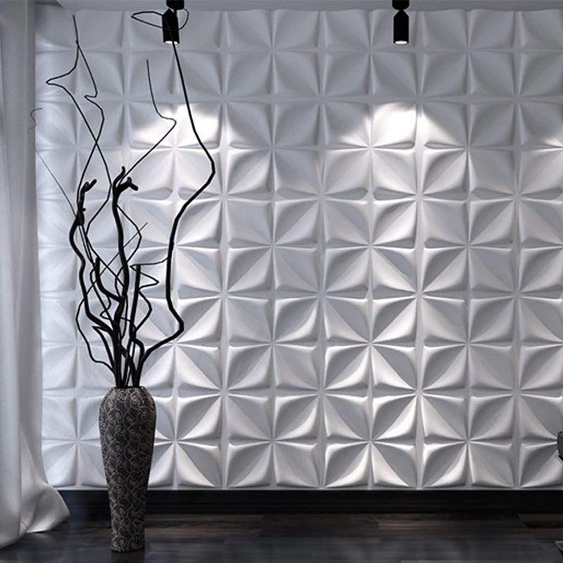 Photo 1 of Art3d Decorative 3D Wall Panels Textured 3D Wall Covering, White, 12 Tiles 32 Sq Ft
