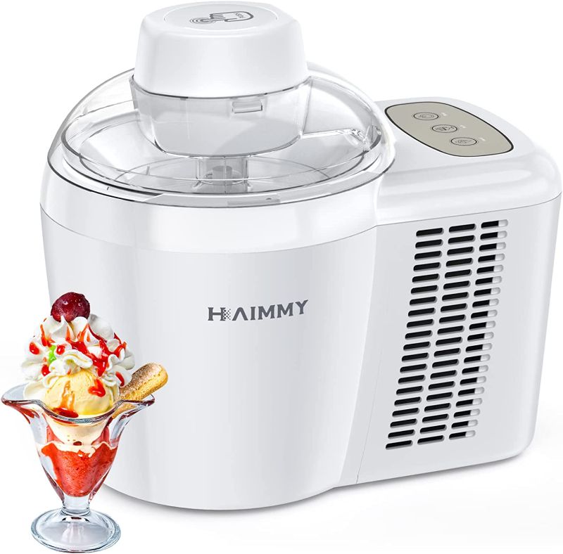 Photo 1 of Ice Cream Maker Machine, Haimmy 700ml Automatic Electric Gelato Machine with 2 Modes, No Pre-Freezing Required, Keep Cool 4 Hours, Homemade Soft Serve Ice Cream Frozen Yogurt Sorbet Dessert Maker
