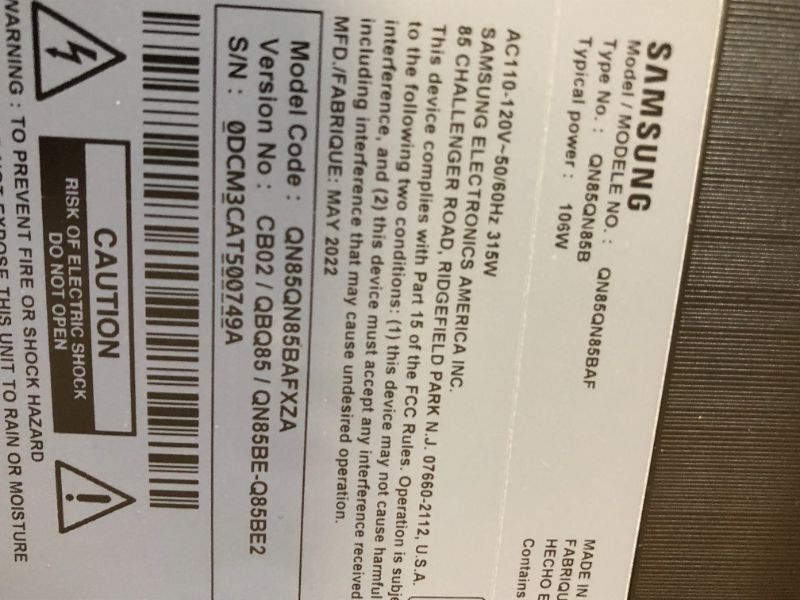 Photo 5 of Samsung - 85” Class QN85B Neo QLED 4K Smart Tizen TV
