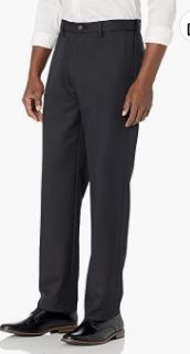 Photo 1 of Amazon Essentials Men's Classic-Fit Expandable-Waist Flat-Front Dress Pant 38x34
