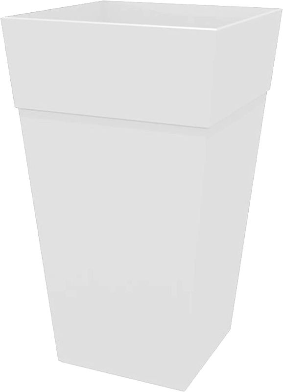 Photo 1 of Bloem FPS2509 Finley Tall Tapered Square Planter-25 White Garden Plater
