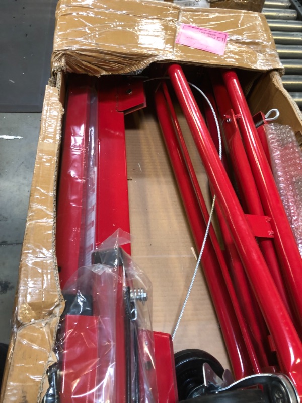 Photo 3 of Drywall Lift Panel 11ft Drywall Rolling Lifter Panel, 150lb Weight Capacity Panel Hoist Jack Tool Construction Caster Wheels Lockable Tool, Drywall Jack Lifter Rolling Hoist Jack Lifter Sheetrock, Red===there are some damage parts 
