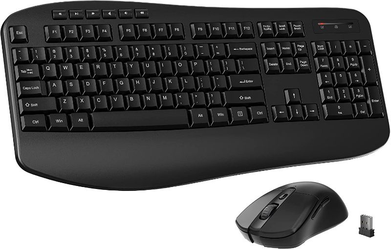 Photo 1 of Nulea Ergonomic Keyboard and Mouse Wireless Combo?Full-Sized 2.4GHz Wireless Keyboard with Comfortable Palm Rest?6 Multimedia Shortcuts & 3 Adjustable DPI Mouse for Windows/Mac OS
