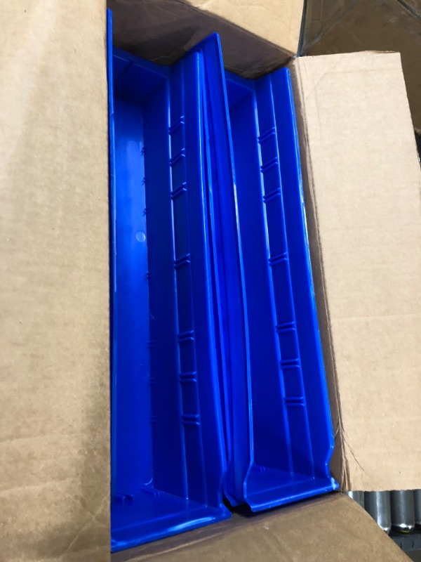 Photo 3 of Akro-Mils 30128 Plastic Nesting Shelf Bin Box, (18-Inch x 4-Inch x 4-Inch), Blue, (11-Pack)
