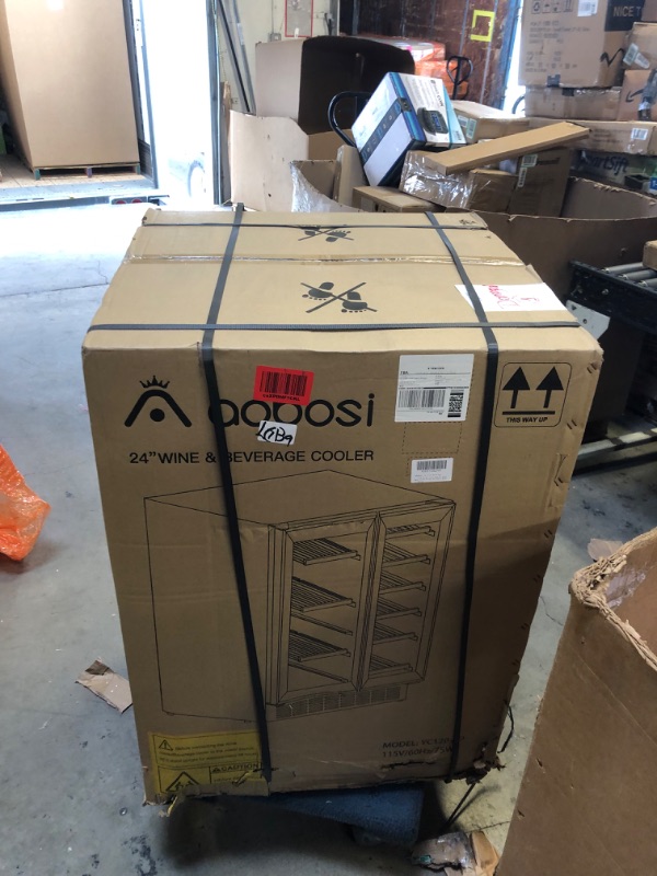 Photo 6 of AAOBOSI 24 Inch Beverage and Wine Refrigerator Dual Zone Wine Cooler with Memory Temperature Control,LED Light,Energy Saving,2 Safety Locks,Hold 18 Bottles and 57 Cans, Built-In or Freestanding----brand new out of the box 
