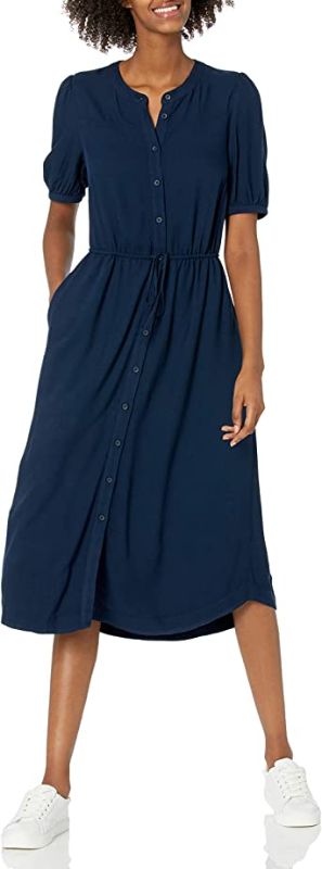 Photo 1 of Amazon Essentials Women's Half-Sleeve Waisted Midi A-Line Dress L
