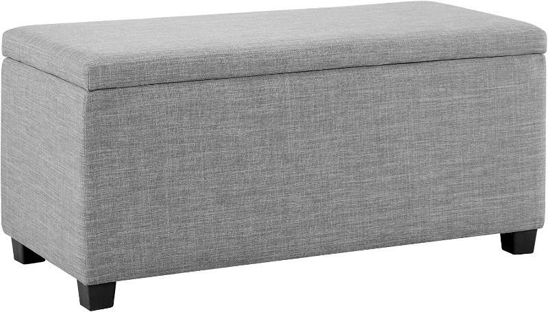 Photo 1 of Amazon Basics Upholstered Storage Ottoman and Entryway Bench, 35.5"W, Light Gray
