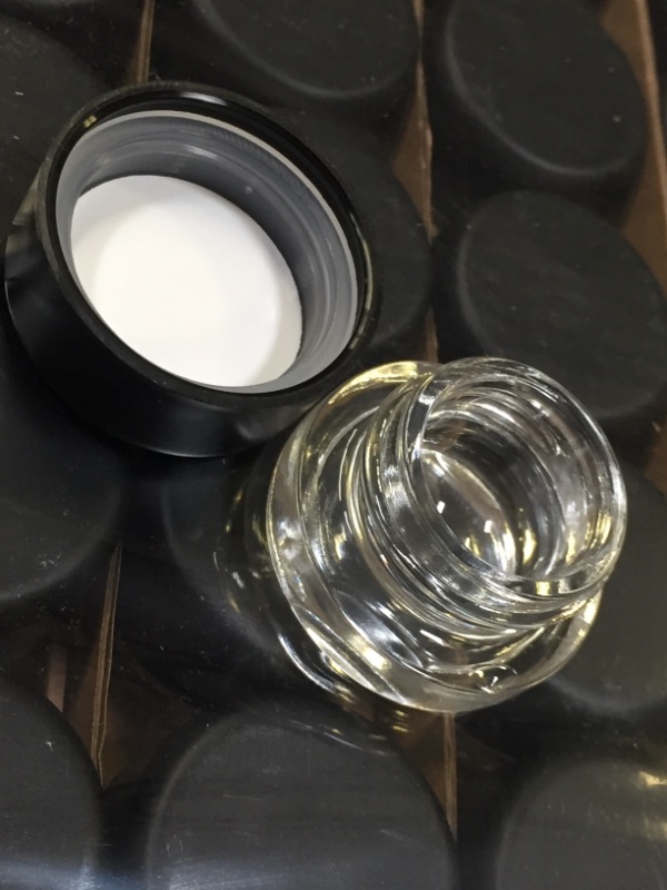 Photo 3 of  5ml Thick Clear Glass Containers with Black Child Resistant Lids - Jars for Oil, Lip Balm, Wax, Cosmetics 50 pk 