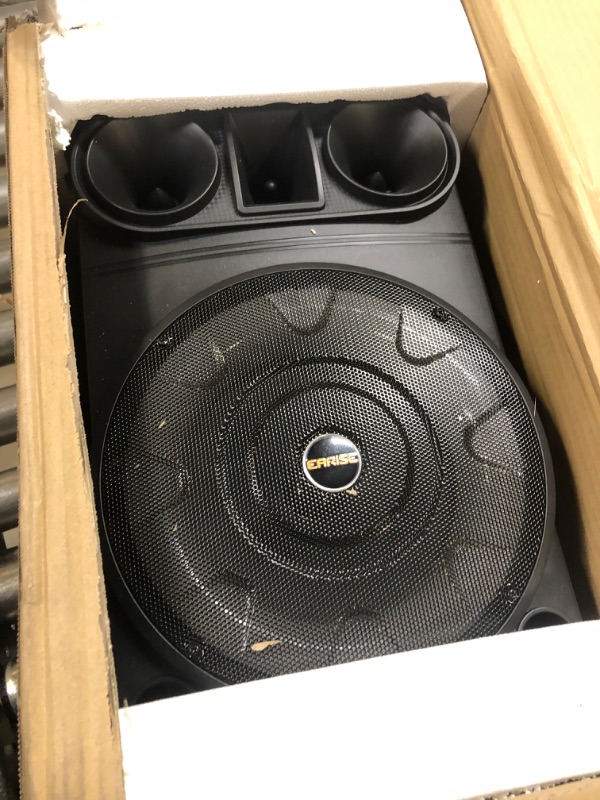 Photo 2 of EARISE R18 Portable PA System Speaker with 2 Wireless Microphones, 8” Subwoofer & 1" Tweeter, RGB Lights, Supports USB/AUX/TF/FM, Rechargeable Bluetooth Speaker, Karaoke Machine for Adults Kids Party
