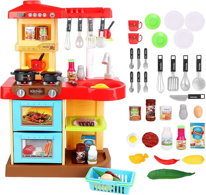 Photo 1 of deAO KC2-R Little Chef’ Kitchen Play Set with 30 Accessories, Light and Sound Features 
