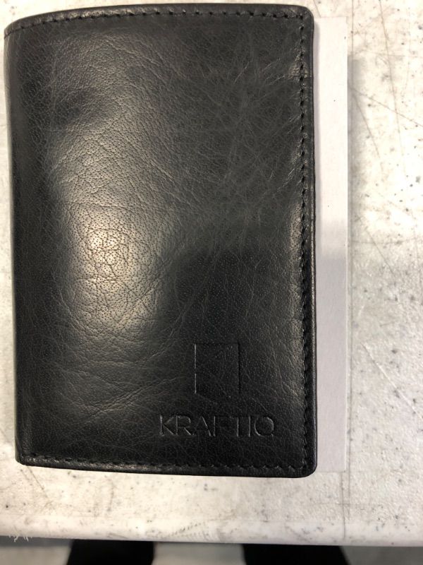 Photo 2 of AUSTIN- RFID Secured, Vegetable Tanned Black Leather Trifold Wallet