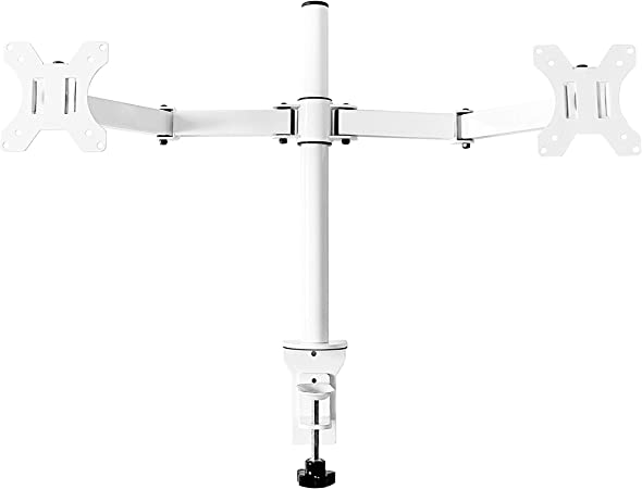 Photo 1 of Vwindesk Dual LCD Monitor Fully Adjustable Desk Mount Stand Fits 2 Screens up to 27 inch, 22 lbs Weight Capacity per Arm (F92),White
