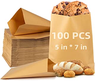 Photo 1 of 100 PCS Kraft Paper Bags,8"x10" Flat Greaseproof Paper Bags,Envelopes Brown Paper Snack Bags,Small Flat Party Favor Bag for Bakery Cookies Candies Dessert Chocolate Sandwich