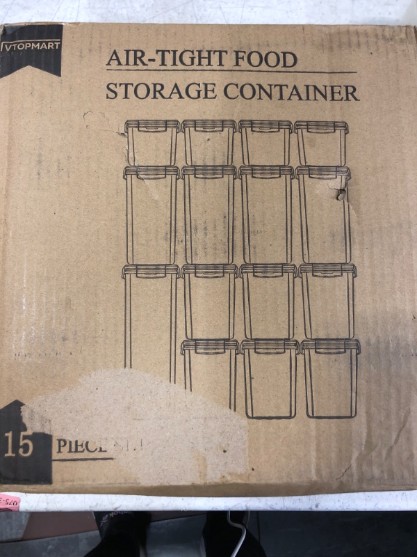 Photo 2 of 15 Piece Airtight Food Storage Container (15 Containers + 15 Lids) - Kitchen & Pantry Organization Plastic Canisters BPA-Free for Cereal, Flour, Sugar with Marker, 30 Labels style may be different than shown