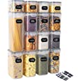 Photo 1 of 15 Piece Airtight Food Storage Container (15 Containers + 15 Lids) - Kitchen & Pantry Organization Plastic Canisters BPA-Free for Cereal, Flour, Sugar with Marker, 30 Labels style may be different than shown