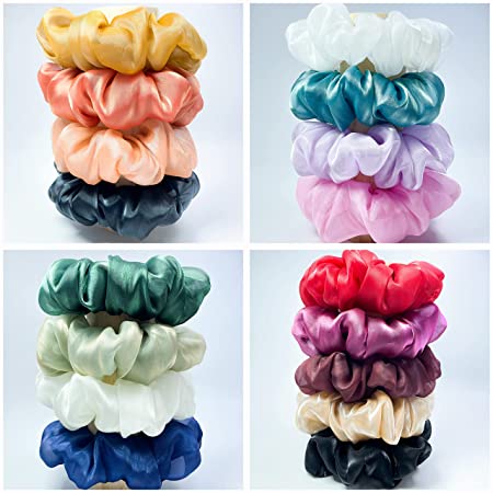 Photo 1 of 17 Pcs Premium Organza Scrunchies Chiffon Hair Elastics Bands for Women or Girls Hair Ties Ponytail Holder No Damage (Large Size)
