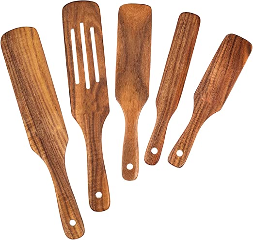 Photo 1 of Wooden Spurtle Set, Spurtles Kitchen Tools As Seen on TV, Wooden Spatula and Spurtle Set, Teak Wood Heat Resistant & Nonstick Wooden Spoons for Cooking, Spurtle for Stirring, Mixing, Serving?5?
