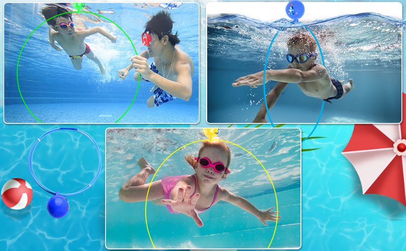 Photo 1 of 18 pcs pool diving rings dive hoops for kids pool flat water sports swimming through rings underwater training for teens adults family swimming games