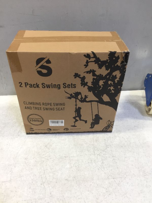 Photo 1 of SUNCITY Swing Set 2 Pack Swings Seats Tree Climbing Rope Swing Multicolor with Platforms, Outdoor Toys for Kids Ages 3+, Outside Playground Backyard Swingset Accessories with 5Ft Strap and Snap Hook
