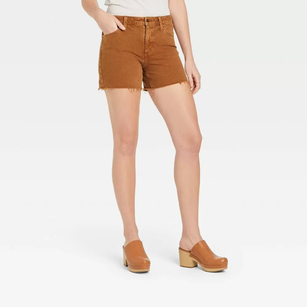 Photo 1 of  Women's High-Rise Vintage Midi Jean Shorts - Universal Thread Brown 2
