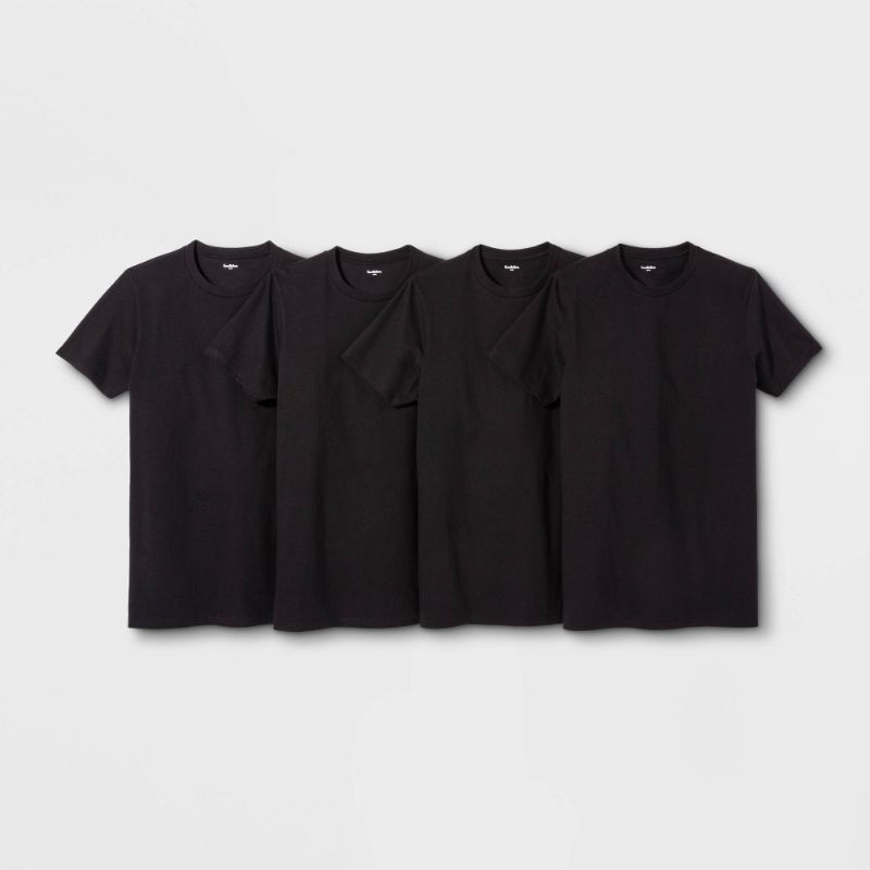 Photo 1 of  Men's Short Sleeve 4pk Crew T-Shirt - Goodfellow & Co Black 2XL