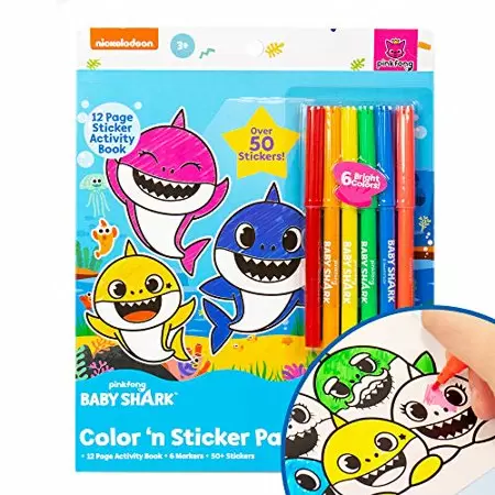 Photo 1 of  Baby Shark Color & Sticker Pad by Horizon Group USA, Coloring Book and Stickers