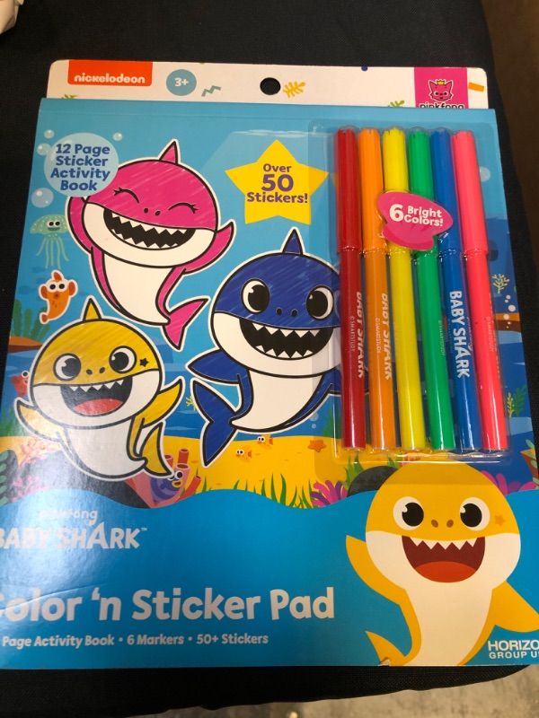 Photo 2 of  Baby Shark Color & Sticker Pad by Horizon Group USA, Coloring Book and Stickers