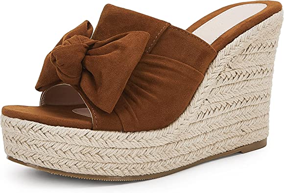 Photo 1 of  Womens Bow Tie Espadrille Sandals Wedge Platform Open Toe Slingback Slipper Shoes SIZE 8.5
