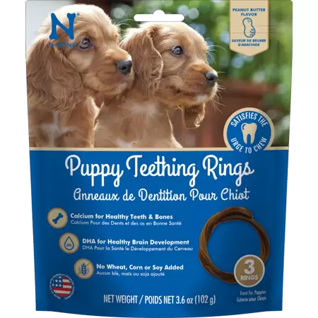 Photo 1 of  N-Bone Dental Treat Puppy Teething Rings Peanut Butter 3pk 3.6 oz  -- BB 11/17/2022 --