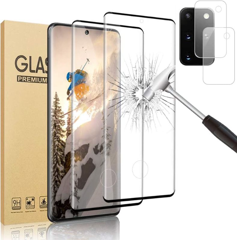 Photo 1 of [2+2Pack] Galaxy S20 Plus Screen Protector and Camera Lens Film-9H hardness Tempered Glass-Support Fingerprint Unlock-Bubble Free-for Samsung Galaxy S20 Plus (6.7") HD Clear Screen Protector