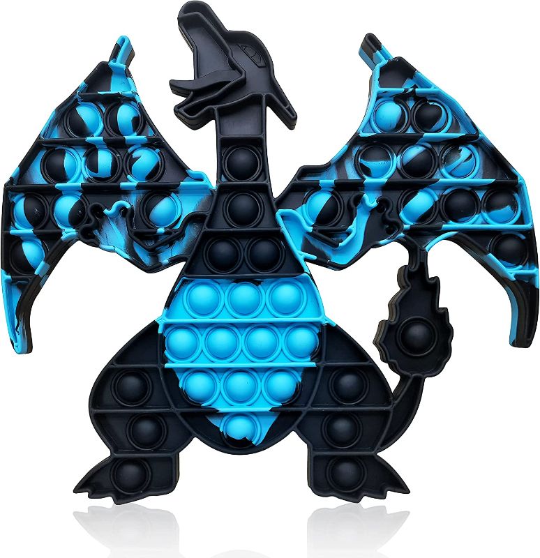 Photo 1 of Dinosaur Big Size Push Pop Pop Fidget Toy, Stress Reliever Jumbo Pop Fidget Popper That Suitable for Autism Special Needs, Anti-Anxiety Pop Pop Game Fidget Toys for Kids and Adults (Blue Black)