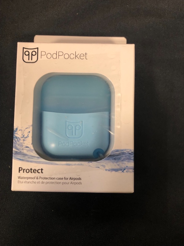 Photo 2 of PodPocket Protect AirPod Storage Case with Wireless Charging and Impact Protection Powder Blue

