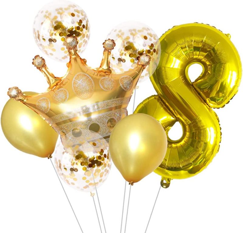 Photo 1 of 7pcs Crown Balloons Number Balloons for 8th Birthday Party Princess Decoration Supplies (Number 8)
2 PACK 