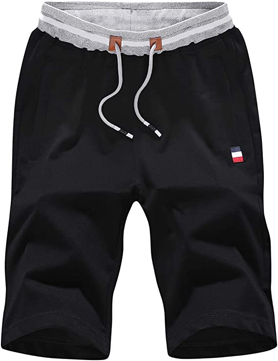 Photo 1 of FoxQ Mens Shorts Casual Athletic Running with Zipper Pockets and Elastic Waist Drawstring Workout Gym Cotton Shorts 3XL 
