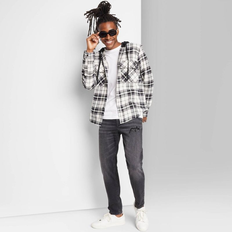 Photo 1 of Adut Woven Checked Hooded Button-Down Shirt - Origina Use™
Size: L
