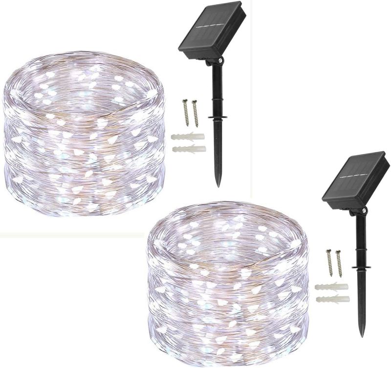 Photo 1 of 
BXROIU Solar Fairy Lights Outdoor, [2 Pack] 100 LEDs Fairy Lights Outside Solar 10 Meters 8 Mode String Lights for Wedding, Party and Christmas, Garden Decoration (Cool White)
