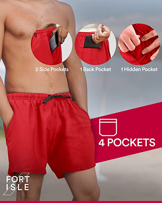 Photo 1 of Fort Isle Mens 7 inch Swim Trunks - 4 Colors Hidden Pocket Mens Bathing Suit 7 inch Inseam | Mens Swim Trunks 7 inch Inseam
size m 