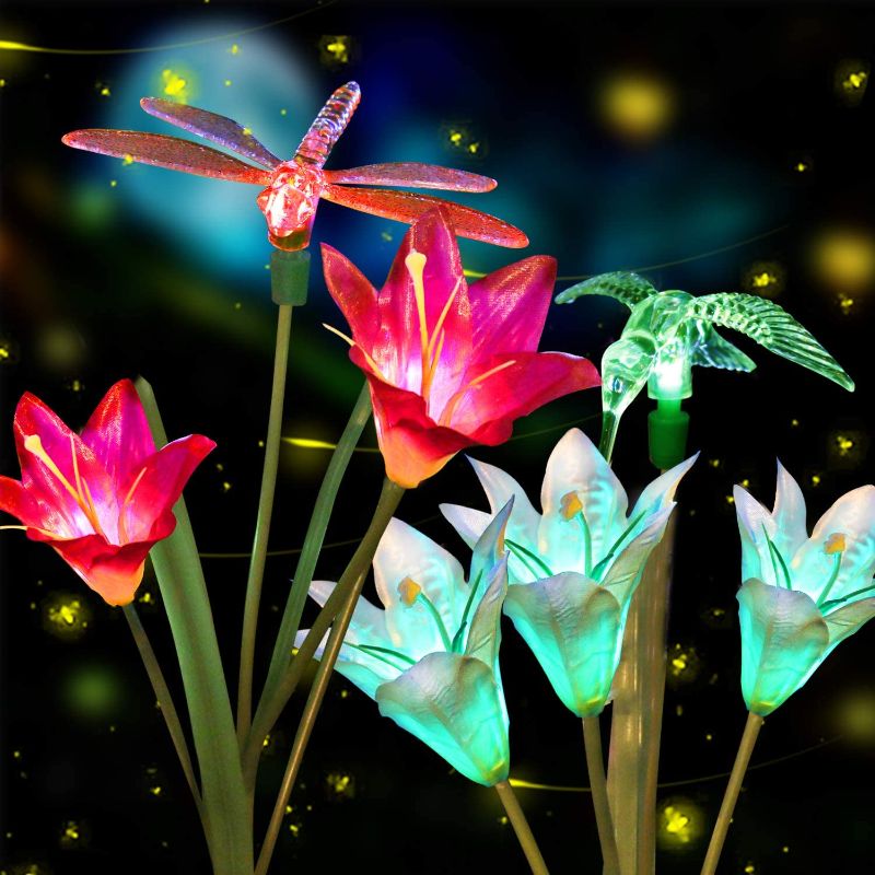 Photo 1 of Anpro Solar Garden Lights - Outdoor Solar Garden Stake Lights with 6 Lily Flower Butterflies Combination,Waterproof Multi-Color Changing Flower Lights for Patio Yard Villa Lawn ,Decorations
