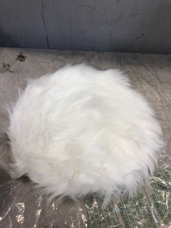 Photo 2 of 2inches Mini Pile Round Faux Sheepskin Fur Area Rug Size Fit for Photographing Background of Jewellery(White)