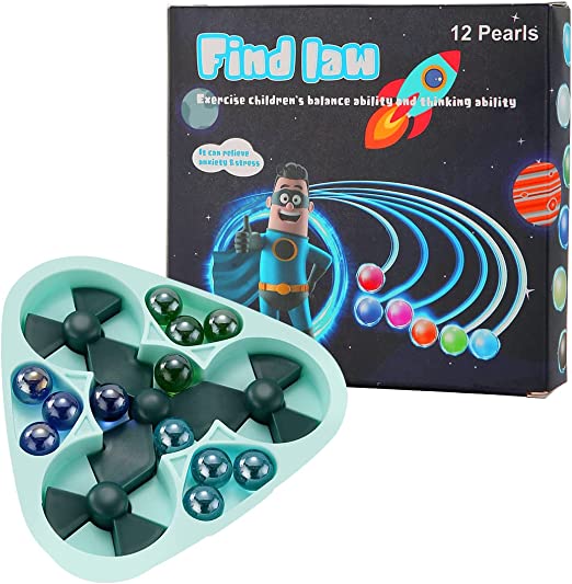 Photo 1 of 2CT - Find Law Glass Ball Rolling Challenging Board Game Puzzle Toy,Fun Marble Running and Chasing Magic Beads Competitive,Party Event Game for Men and Kids.(Light Blue-T)
