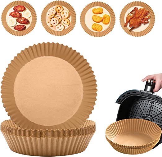 Photo 1 of 50pcs Air Fryer Disposable Paper Liner, Air Fryer Liner Parchment Paper, Round Non-stick Oil-proof, Water-proof, Natural Food Grade Parchment for Baking Roasting Microwave Frying Pan(6.3in)