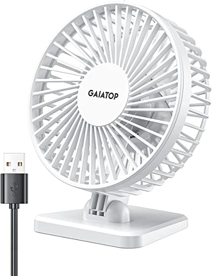 Photo 1 of  USB Desk Fan, Small But Powerful, Portable Quiet 3 Speeds Wind Desktop Personal Fan, Adjustment Mini Fan for Better Cooling, Home Office Car Indoor Outdoor (Pure White)