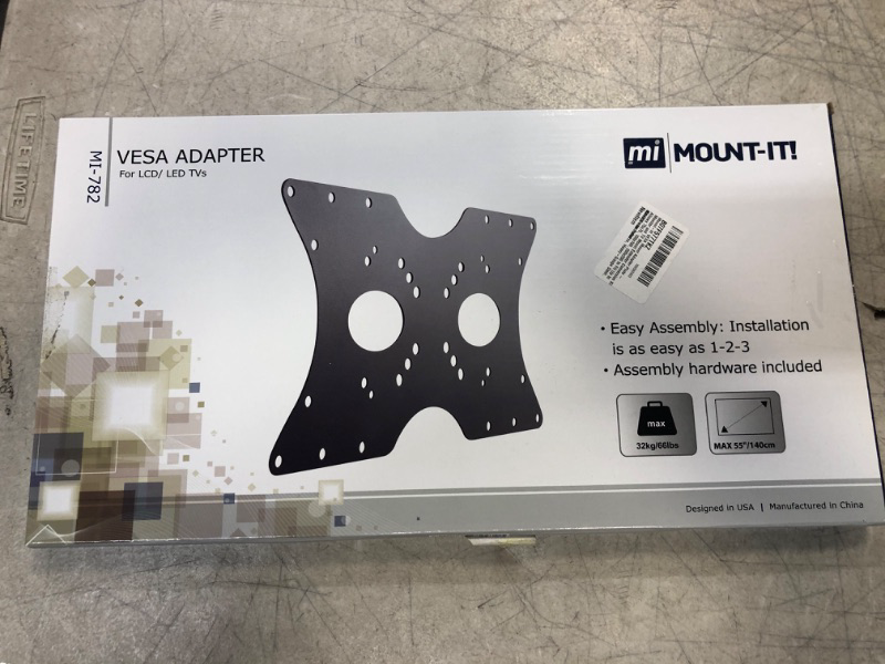 Photo 2 of Mount-It! VESA Mount Adapter Plate - Monitor and TV Mount Extender Conversion Kit Allows 75x75, 100x100, 200x200 to Fit Up to 400x200 mm Patterns, Heavy-Gauge Steel, Hardware Included