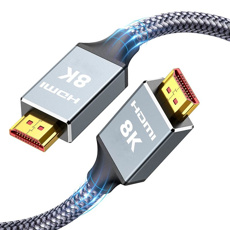 Photo 1 of 2 PACK OF 8K 60HZ HDMI Cable, Capshi HD 48Gbps High Speed HDMI Braided Cord-4K@120Hz 8K@60Hz, DTS:X, HDCP 2.2 & 2.3, HDR 10 Compatible with TV, PS4 PS5,Monitor,PC and More (6.6Feet)
